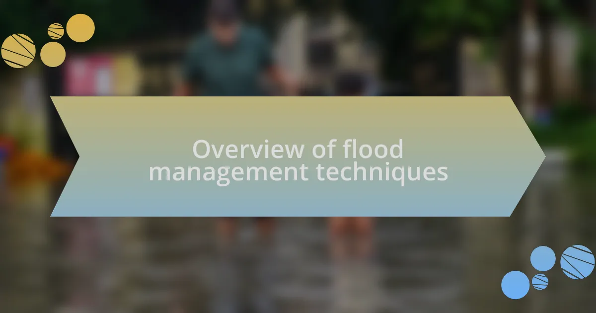 Overview of flood management techniques